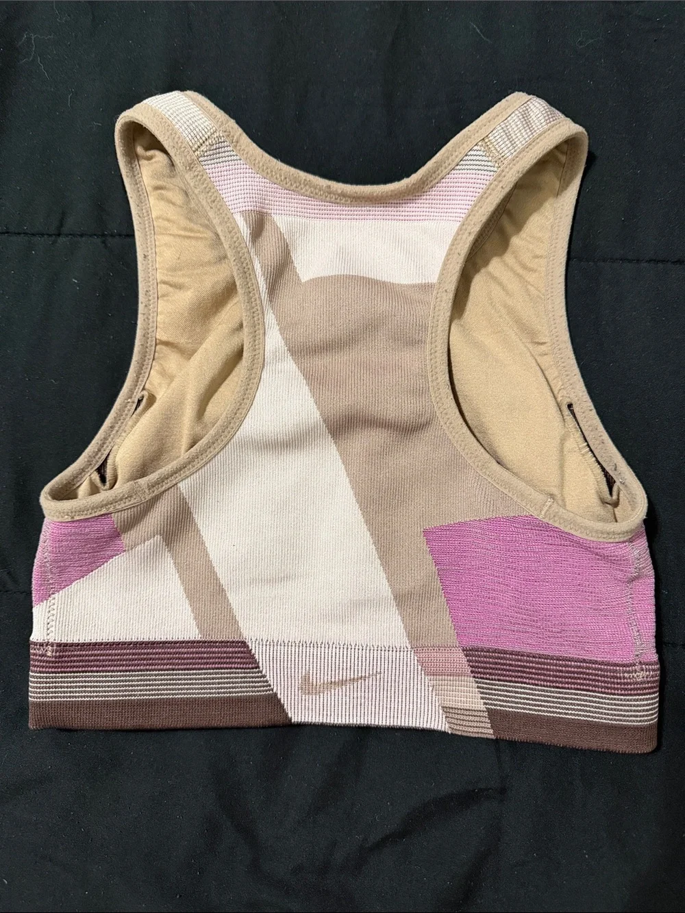 Nike Beige, Pink & Cream Geometric Seamless Sports Bra